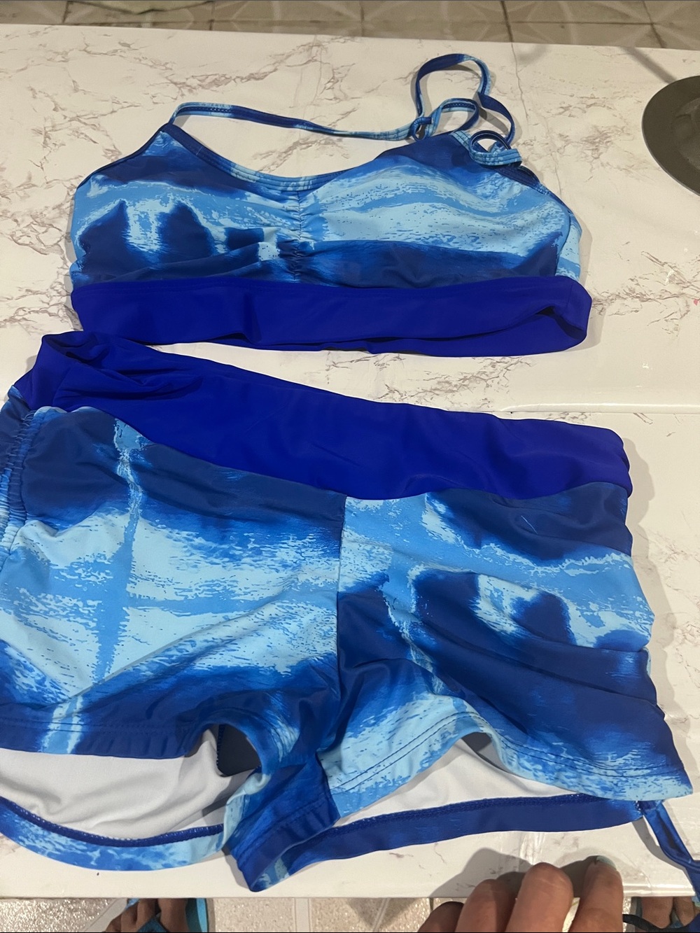 Blue Two-Piece Athletic Swim Set